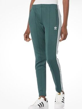 adidas Superstar Original Green Track Pants with White Side Stripes